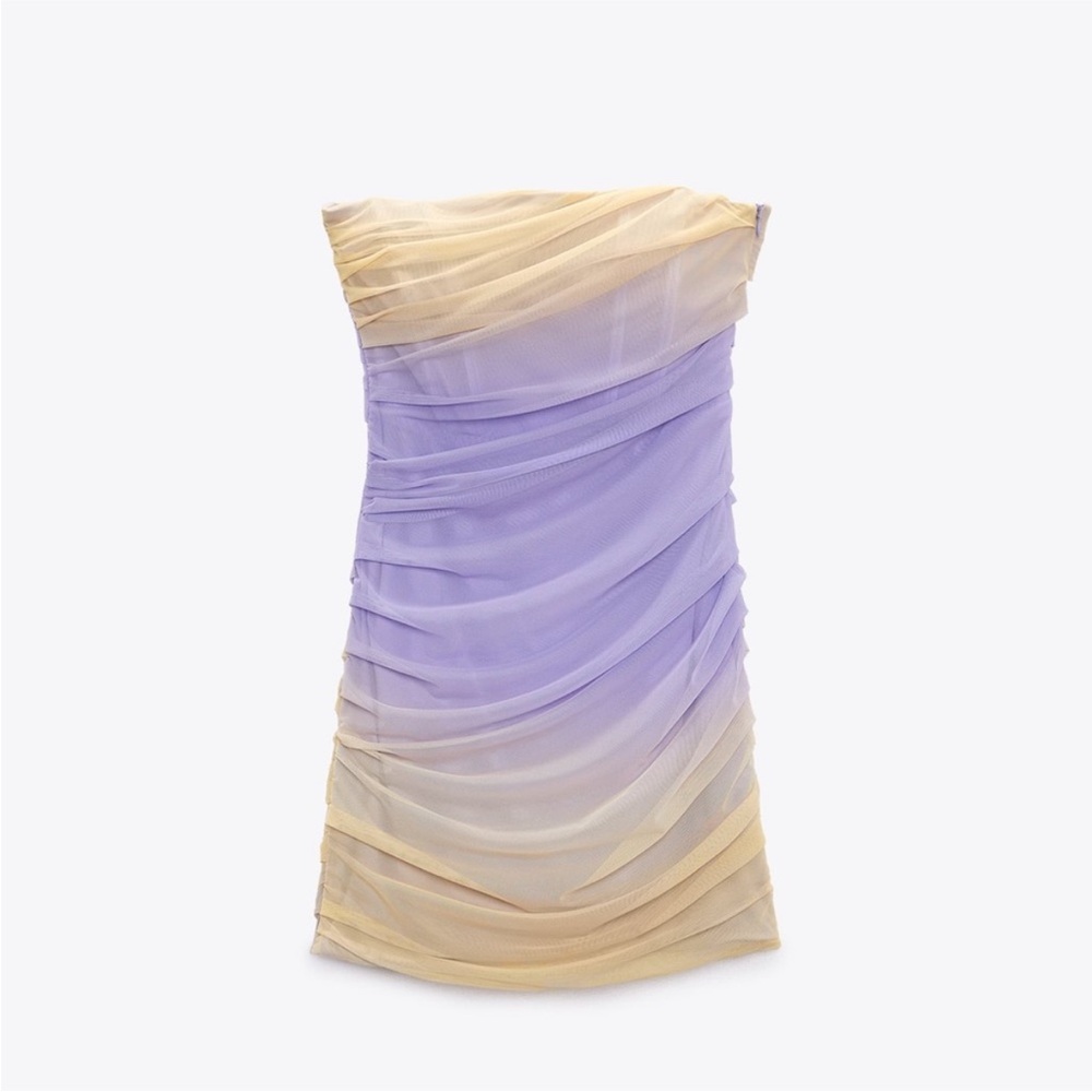 ZARA NWT Multicolor Tulle Strapless Dress - Picture 4 of 6
